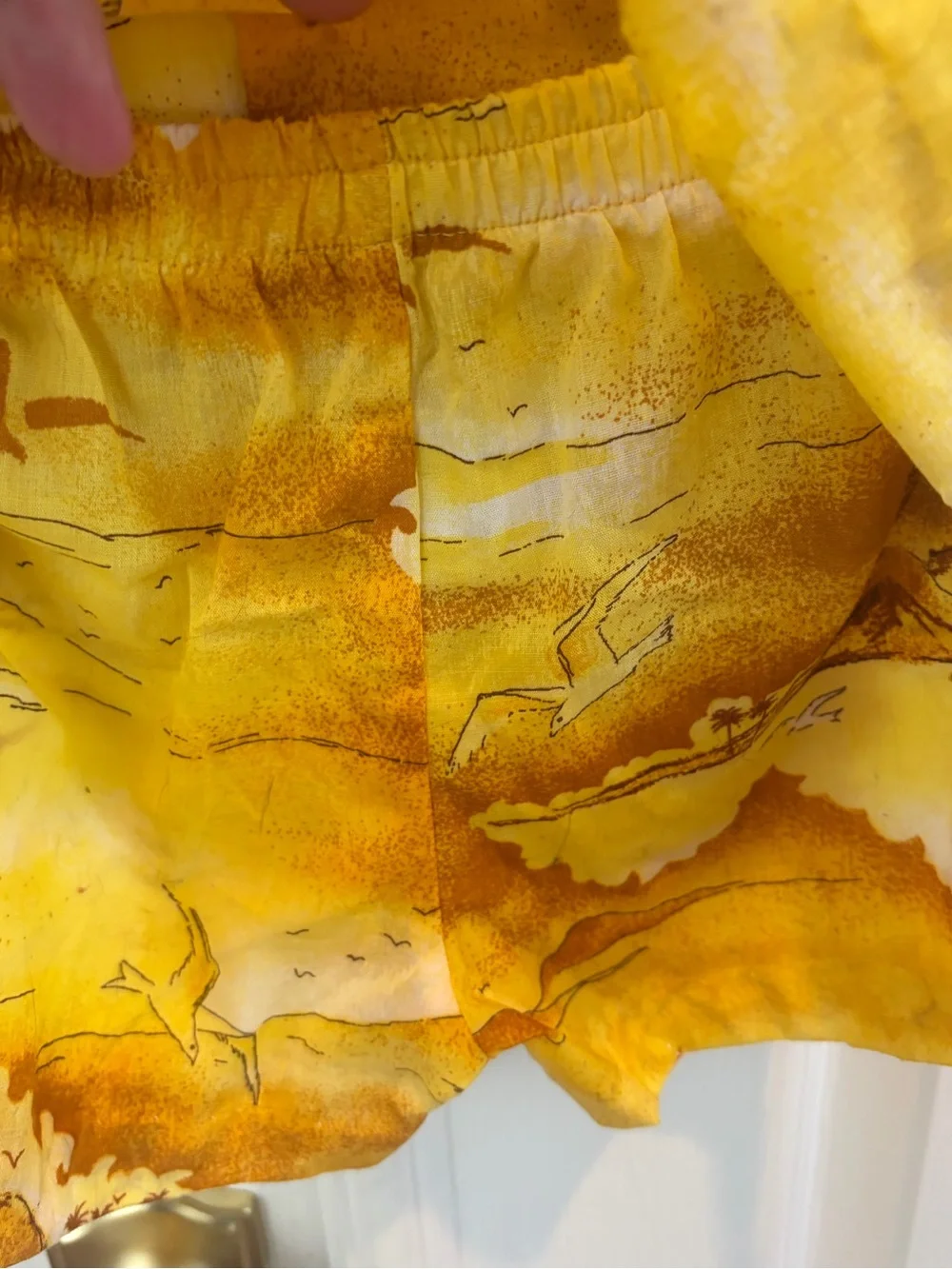Vintage NAPILI 60’s/70’s Yellow Hawaiian Print Kids Button-Down Matching Set